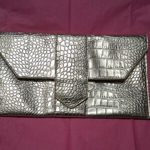 JJ Winters Metallic Embossed Clutch